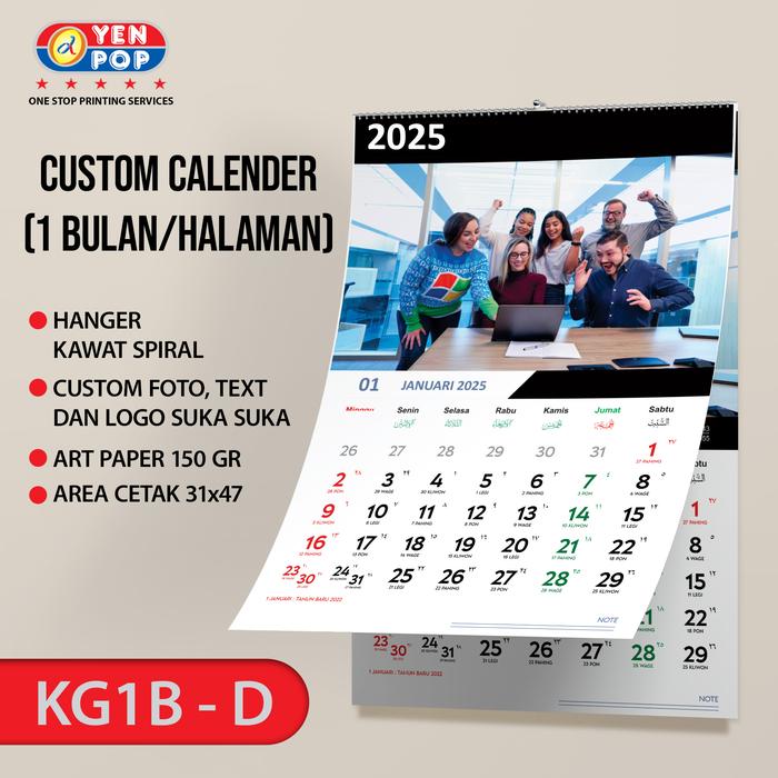 Gambar Cetak Kalender Custom Uk A3+ (isi 1 Bulanan) - Custom Foto, Nama, Logo - Hitam, PLUS COVER DPN dari Yenpop Digital Print undefined Tokopedia
