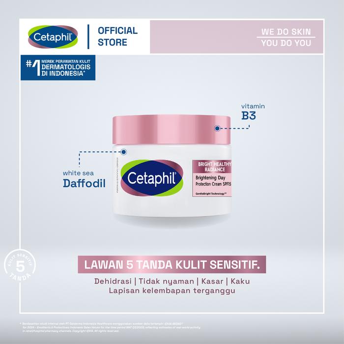 Gambar [GIMMICK] CETAPHIL BRIGHT HEALTHY RADIANCE DAY PROTECTION CREAM SPF15 50G dari Cetaphil Indonesia undefined Tokopedia