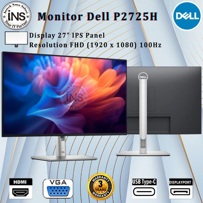 Gambar Monitor DELL P2725H 27 Inch IPS FHD 100Hz 99% sRGB HDMI DP VGA USB-C Hub 3YR dari Intech Nusa Solusi undefined Tokopedia