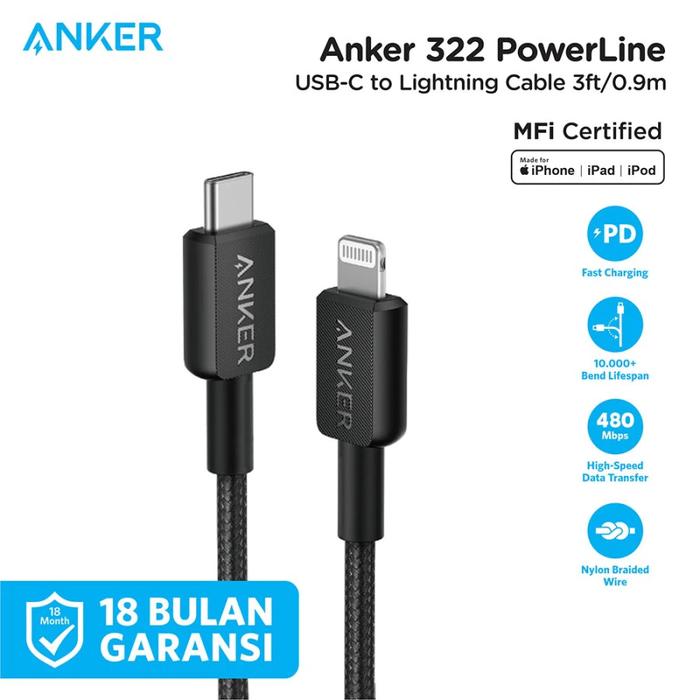 Gambar Kabel Charger Anker Powerline III Flow Select+ USB-C USB-A Lightning Termurah Bergaransi 18 Bulan - A81B5 - Hitam dari Good Ponsel undefined Tokopedia
