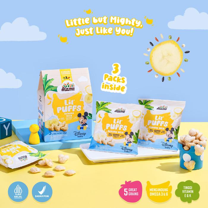 Gambar Alamii Lil' Puffs Disney Edition 30g (isi 3 packs x 10g) - Banana Milk dari doremi.babyshop undefined Tokopedia