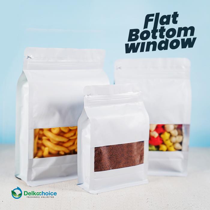 Gambar STANDING POUCH VARIAN KEMASAN FLAT BOTTOM / KEMASAN KOPI MURAH SATUAN - WINDOW PUTIH, 12CM X 18CM dari kilat packing undefined Tokopedia