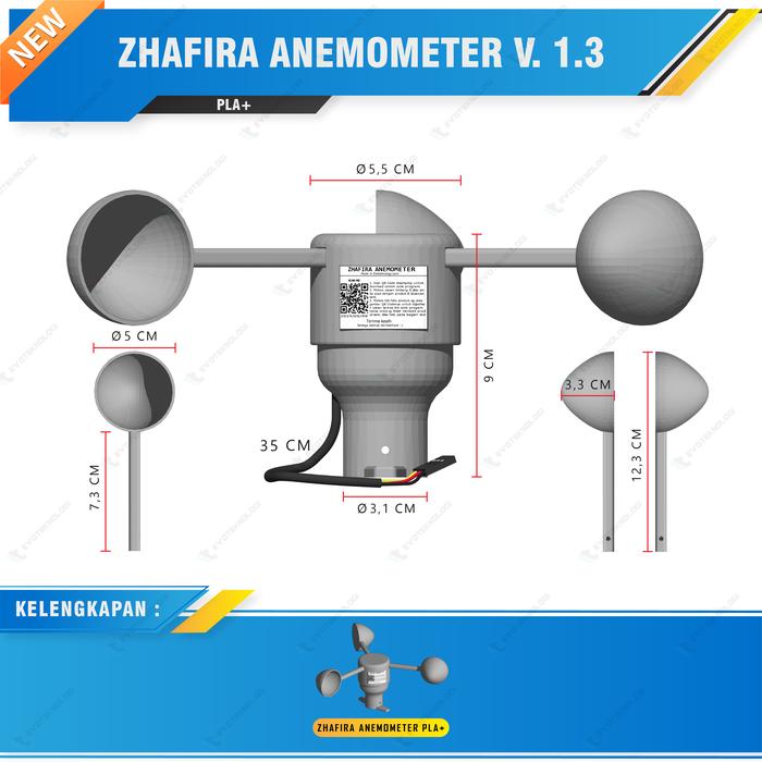 Gambar Evoteknologi Sensor kecepatan angin Anemometer Wind Speed Support Arduino - PLA+ dari Evoteknologi undefined Tokopedia