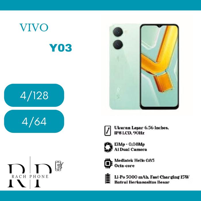 Gambar VIVO Y03 4/128GB RAM 4GB INTERNAL 128GB GARANSI RESMI VIVO INDONESIA - Hijau, 4/128GB dari Rach Phone undefined Tokopedia