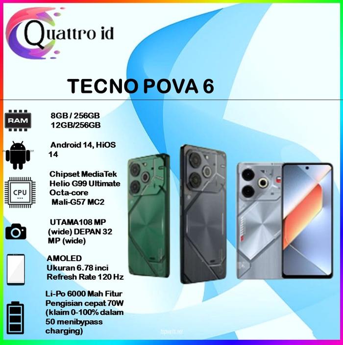 Gambar Tecno Pova 6 Ram 12GB 256GB Garansi Resmi - RAM 12GB/256GB, GREEN  dari QUATTRO ID undefined Tokopedia