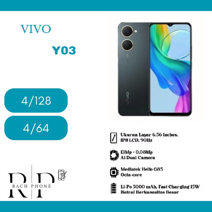Gambar VIVO Y03 4/128GB RAM 4GB INTERNAL 128GB GARANSI RESMI VIVO INDONESIA - Hitam, 4/128GB dari Rach Phone undefined Tokopedia
