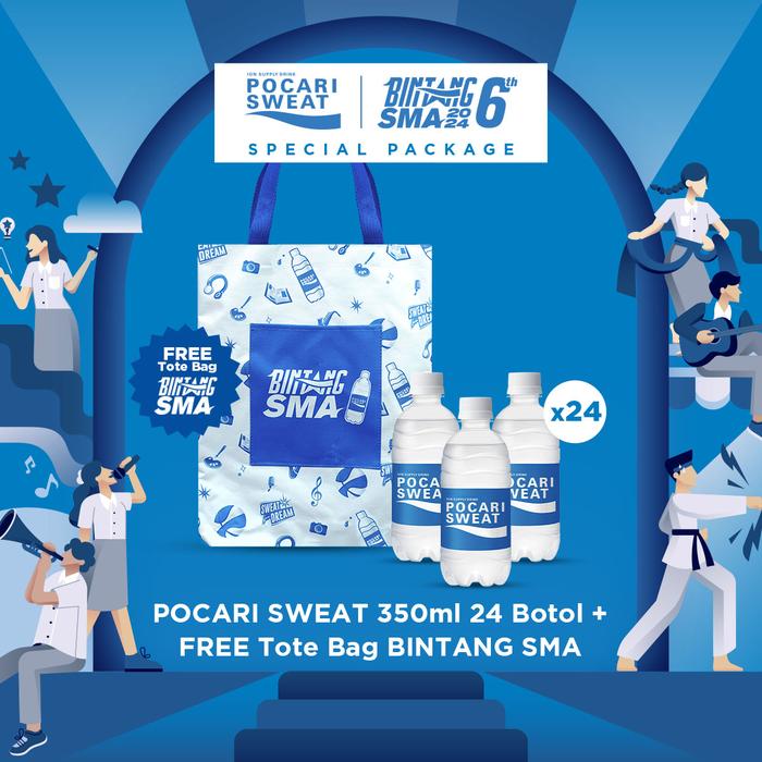 Gambar [LIMITED EDITION] POCARI SWEAT 350 ml Special Package Bintang SMA - Package 3 - 24 Btl Tote Bag dari Otsuka ID undefined Tokopedia