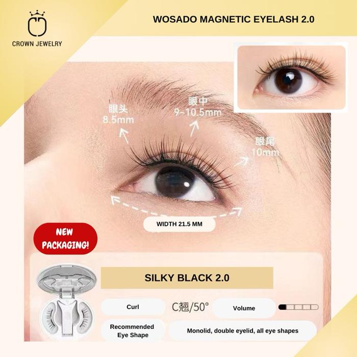 Gambar READY STOCK WOSADO 2.0 New Packaging Magnetic Eyelash Lashes Bulu Mata Magnet Tanpa Lem - Silky Black 2.0 dari Crown Beauty & Jewelry undefined Tokopedia