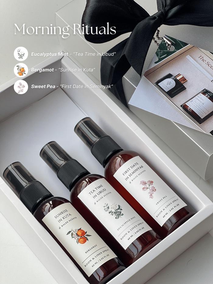 Gambar Gift Set 3 in 1 Linen Spray by BALEE - Hadiah / Hampers / Souvenir Pengharum Ruangan Aromaterapi 3 in 1 - Morning Ritual dari Balee Scents undefined Tokopedia
