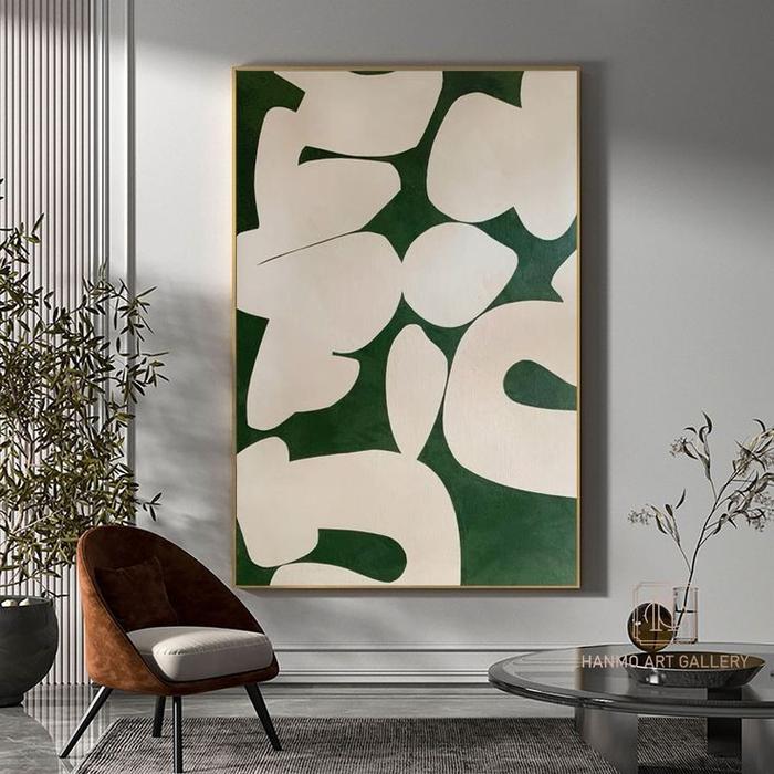 Gambar LUKISAN ABSTRAK MODERN ROOM MINIMALIS (Tinggal pajang) - Hijau, 60x90cm dari Cerah_art (jual lukisan gulungan &amp; include frame) Kab. Bandung Tokopedia