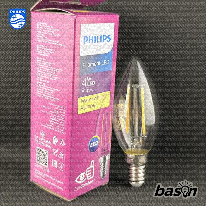 Gambar PHILIPS LED Classic B35 E14 Warm White Kuning 2W / 4W - Decorative LED Lampu Hias Filamen Candle Cabe - 4W dari Bason undefined Tokopedia