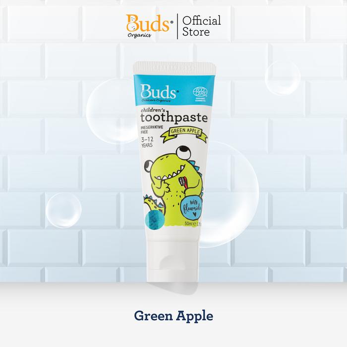 Gambar Buds Organics Toothpaste With Fluoride 3-12 Thn - Pasta Gigi Odol Bayi dan Anak Aman Bisa Ditelan - Green Apple dari Megumi the babystore denpasar undefined Tokopedia