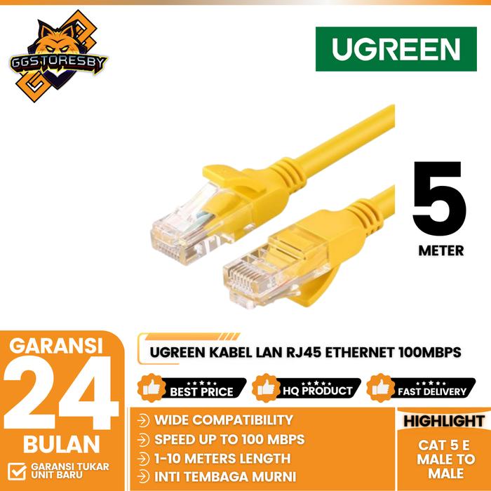Gambar UGREEN Kabel LAN RJ45 Cat 5e UTP GIGABITE Ethernet 100mbps - 11233 5MTR dari GGSTORESBY undefined Tokopedia
