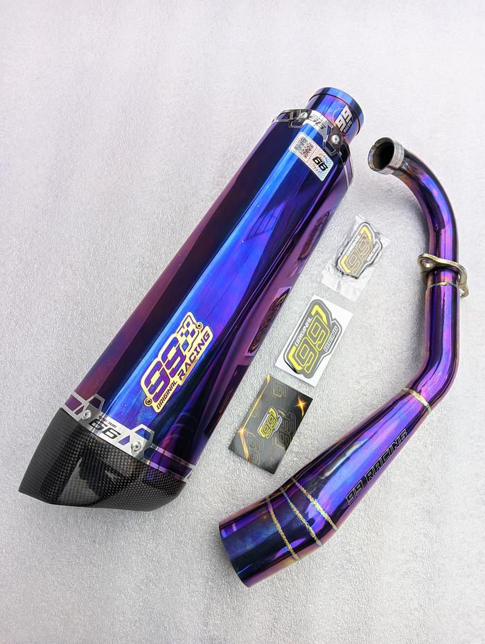 Gambar knalpot yamaha xmax 250/300 full system original 99 racing type rs-1 endcap karbon kelar free db killer - full ungu, xmax new dari Triton 99 Perfomance undefined Tokopedia