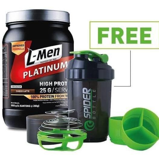 Gambar Terlaris L-Men Platinum 800Gr Whey Protein +Free Spider Shaker Lmen - Kacang Hijau, Shaker Spider dari Retro Chic&#39;s undefined Tokopedia