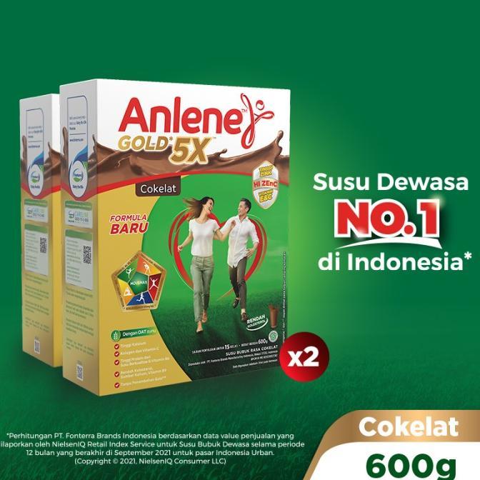 Gambar Terlaris Anlene Gold 5X Susu Bubuk Dewasa Cokelat 2 X 600G - Tulang & Sendi dari Tasty Food &amp; Drink undefined Tokopedia