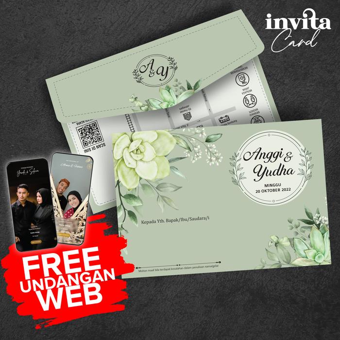 Gambar Undangan Pernikahan Lipat 3 Hijau Cantik TF2 dari Invita card undefined Tokopedia