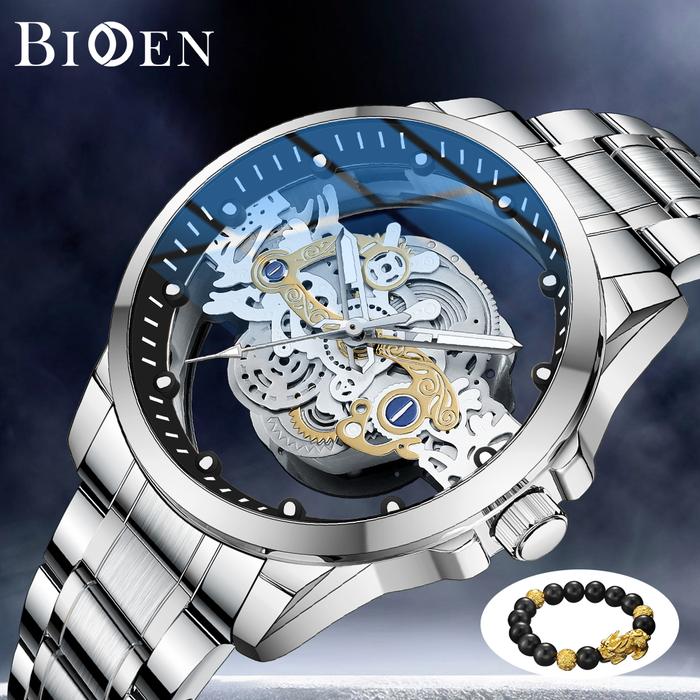 Gambar BIDEN Jam Tangan Pria Anti Air Transparan Dial Cool Kuarsa Tali Stainless Steel Jam Tangan Cowok - silverwhite dari biden watch ID undefined Tokopedia