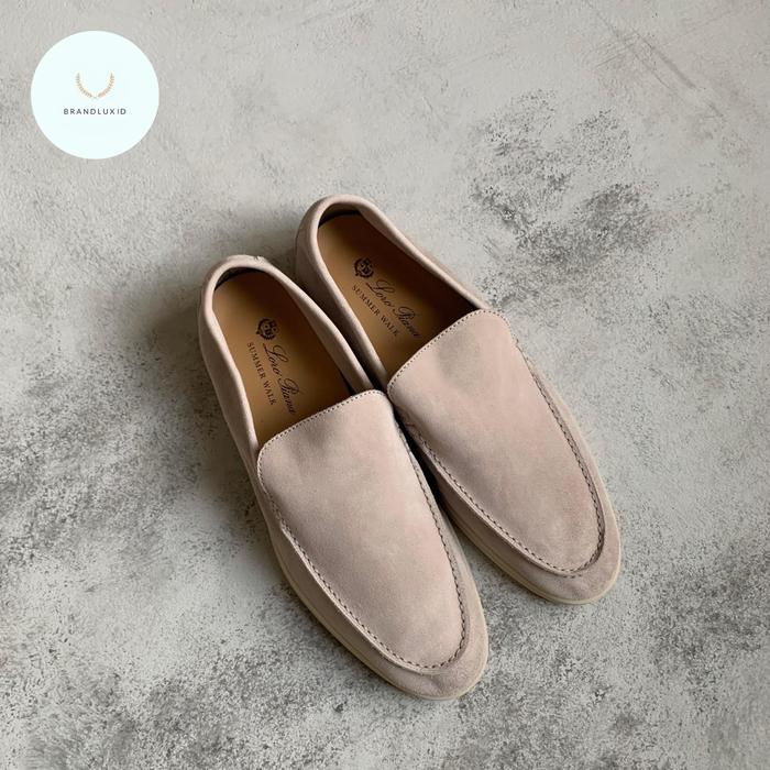 Promo Loro Piana Loafer Men Summer Walk Suede in Classic Beige
