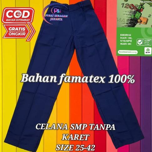 Gambar BARU SERAGAM SEKOLAH CELANA SMP LOSBAN PANJANG BIRU SIZE:25-26-27 s/d 42 - Biru, 25-26 dari Senjja Sore undefined Tokopedia