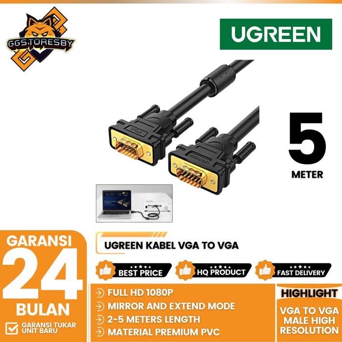 Gambar UGREEN Kabel VGA To VGA Male FullHD 1080P High Quality 2m,5m - 5M dari GGSTORESBY undefined Tokopedia