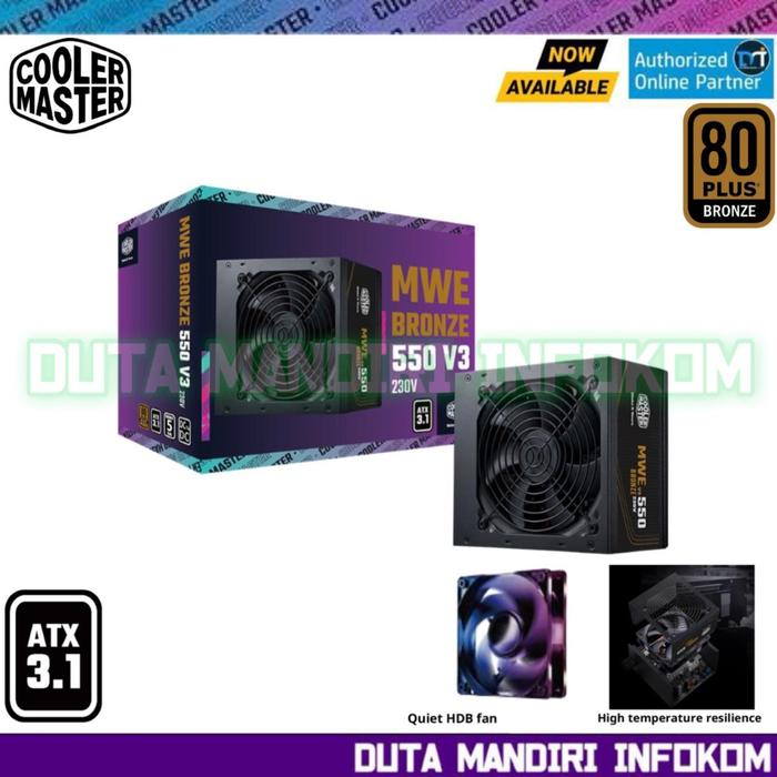 Gambar Cooler Master MWE Bronze 550 650 750 V3 - 80+ Plus Bronze Certified Embossed Cable ATX 3.1 PSU - 550W dari Duta Mandiri Infokom undefined Tokopedia