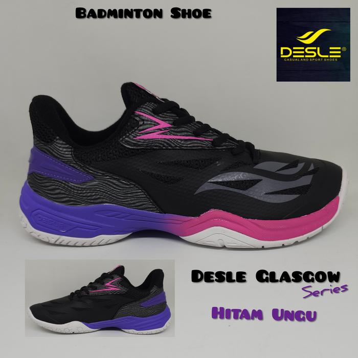 Gambar NEW Sepatu Badminton Tenis Meja DESLE GLASGOW Series (Original) - Hitam Ungu, 38 dari SHOE N SLIPPER Tokopedia undefined Tokopedia