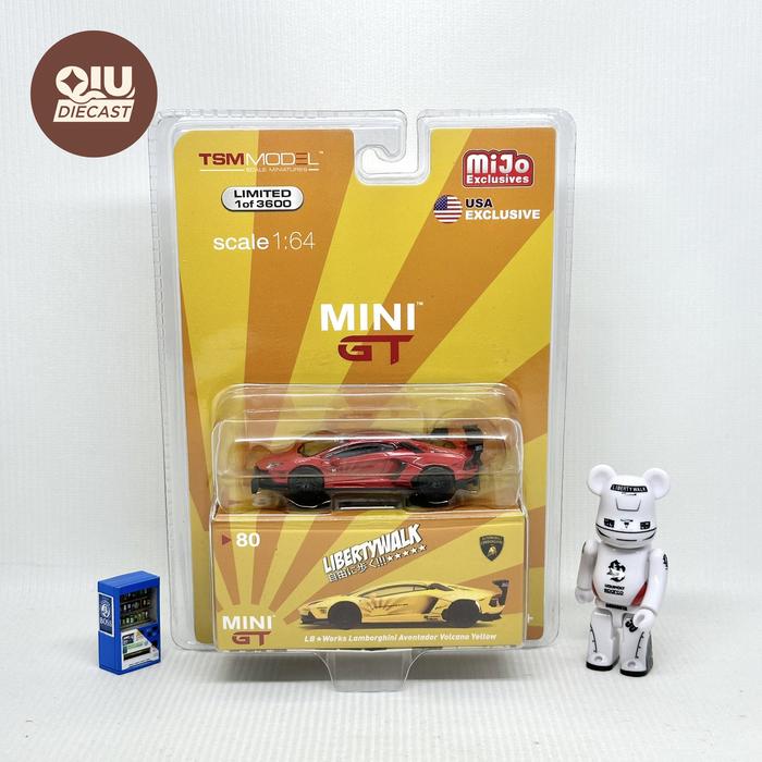 Mini GT 80 Lamborghini Aventador Volcano Yellow Red LBWK Liberty