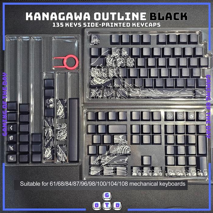 Gambar Kanagawa Outline Red | Cherry Profile Keycaps | Side Print Shine Through | Side Letter Keycaps by GOTD - SP Black dari Gaming of the Day undefined Tokopedia