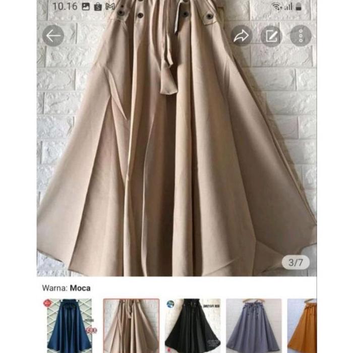 Gambar Rok Payung Panjang Polos Bahan Katun - Moca dari RahmaliMarket undefined Tokopedia