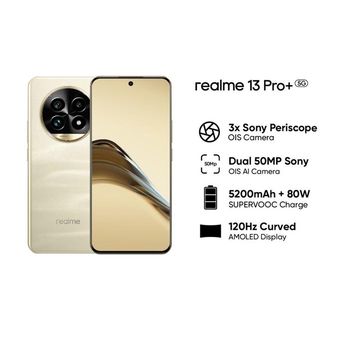 Gambar Realme 13 Pro Plus 5G 12/512GB 6.7 Inch Garansi Resmi - Monet Gold dari Andalas Cellular_NEW undefined Tokopedia