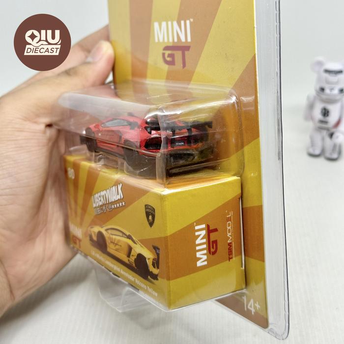 Mini GT 80 Lamborghini Aventador Volcano Yellow Red LBWK Liberty