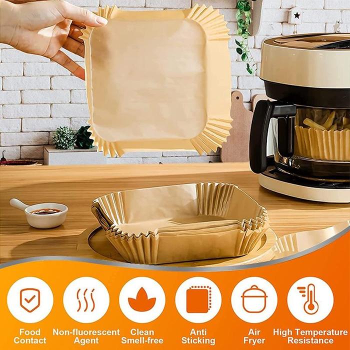 Gambar 50pcs Kertas Alas Air Fryer 20cm (XL)/ Kertas Alas Air Fryer Panggangan Paper Line Oil Proof HZ25 - Persegi 20cm dari grosir8jayasenen undefined Tokopedia