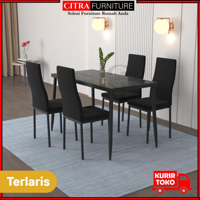 Gambar DAKOTA SERIES | Meja Makan Marmer 4 Kursi Minimalis - OSAKA - BLACK dari Citra furniture undefined Tokopedia