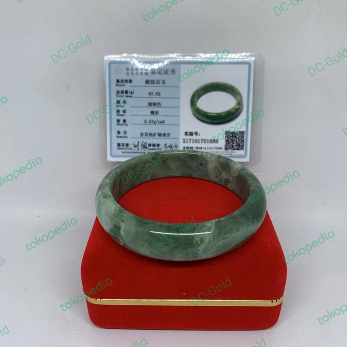 Gambar Gelang Giok Asli Bersertifikat - Real Jade tipe 0186 dari DC-Gold undefined Tokopedia