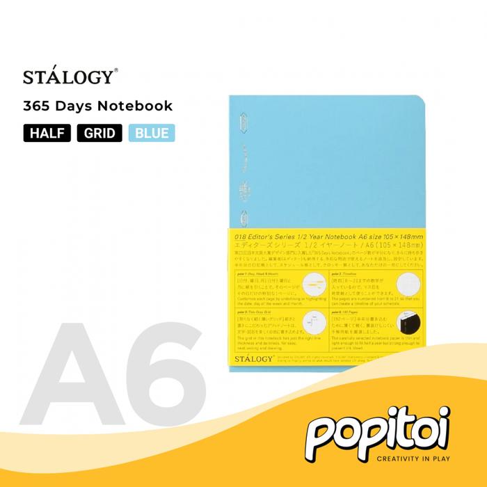 Gambar Stalogy 365 Days Notebook A6 Buku Tulis Bullet Journal Jurnal Catatan Diary Sketch Sketsa - HALF/GRID/BLUE dari Popitoi undefined Tokopedia