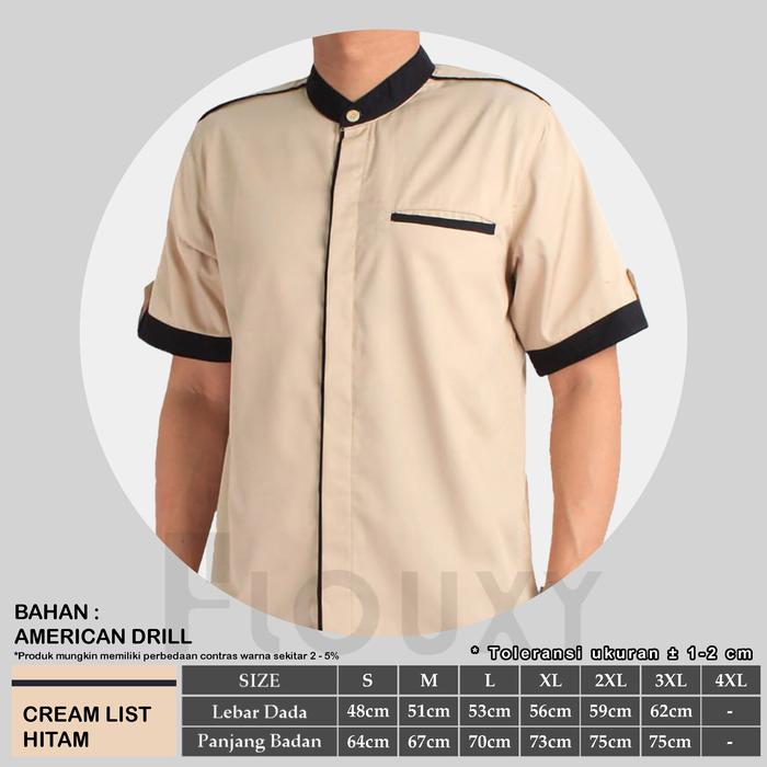 Gambar kemeja seragam jumbo/seragam kantor kombinasi/unisex - CreamHitam, XXXL dari FLOUXY STORE undefined Tokopedia