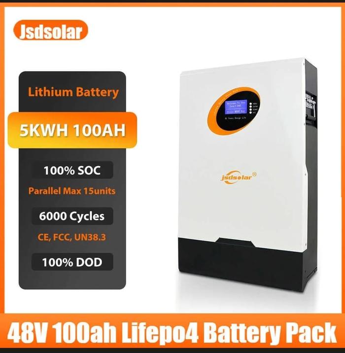 Battery Lithium Lifepo4 JSD 51.2V 5kWh 10kWh Wall Mounted - 5kWh