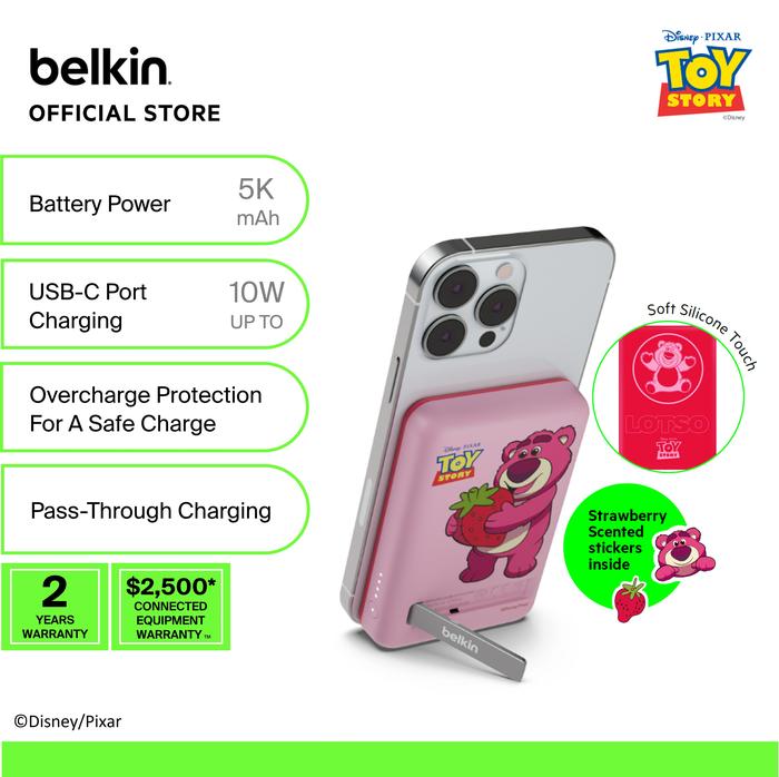 Gambar Belkin BPD004qc Pixar Series BoostCharge Magnetic Wireless Power Bank 5K+Stand (Apple watch, Iphone15, USB-C device) - Lotso dari Belkin Indonesia undefined Tokopedia