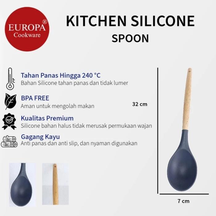 Gambar Europa Soup Leadle / Spoon / Sodet Bolong / Spoonula / Scaper / Spatula - Silicone ( Bahan Tebal tidak mudah meleleh ) - Grey Silikon - Scaper dari Laris Kebayoran undefined 5 Tokopedia