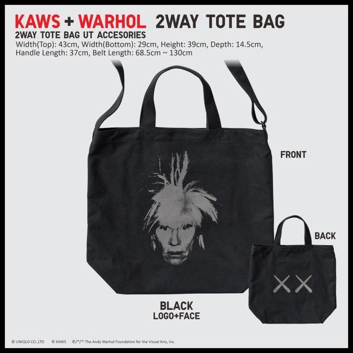 Gambar Kaws Warhol Ut 2Way Tote Bag Uniqlo Kaws + Andy Warhol Tas Selempang Katun Good Quality - Black dari Bintang mart03 undefined Tokopedia