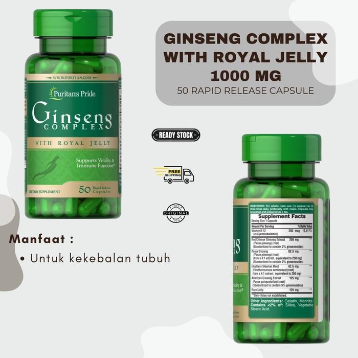 Gambar Puritan Vitamin Suplemen Ginseng Complex with Royal Jelly 1000 mg dari ceritasehatmu undefined Tokopedia