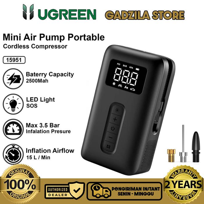 Gambar UGREEN Portable Mini Air Pump Inflator Pompa Ban Elektrik LED Kompresor Alat Tambah Angin Ban Mobil Sepeda Motor - Ugreen 15951 dari GADZILA STORE undefined Tokopedia