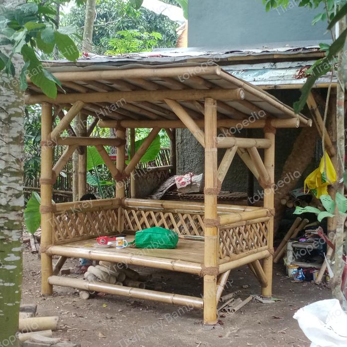 Gambar Saung 1 unit gazebo santai Murah - 2 x 1.5 dari Karya Bambu Utama undefined Tokopedia