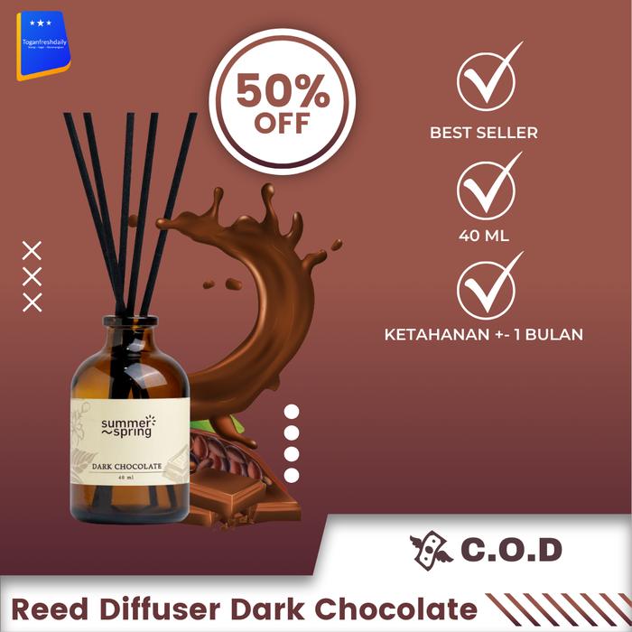 Gambar Reed Diffuser Summerspring 40ml Pengharum Ruangan Aromatherapy Dark Chocolate | Pengharum Ruangan Hotel | Pengharum Ruangan Rumah | Pengharum Tanpa Listrik | Pengharum Stik | Pengharum Ruangan Reed Diffuser 40ml Dark Chocolate dari Toganfreshdaily undefined Tokopedia
