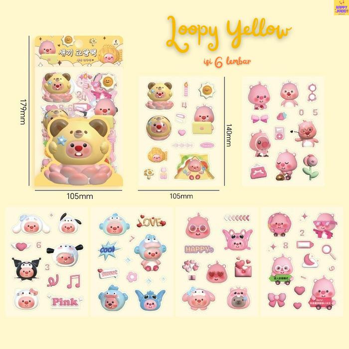 Gambar Cute Loopy Pororo Sticker Theme isi 6 lembar stiker cantik stiker dekorasi tema kartun - Loopy Yellow dari HappyKado undefined Tokopedia