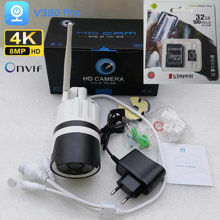 V380 K2 IP Camera CCTV Wifi outdoor 2Infrared 2White light Wireless Camera  Waterproof support onvif Memory 32GB