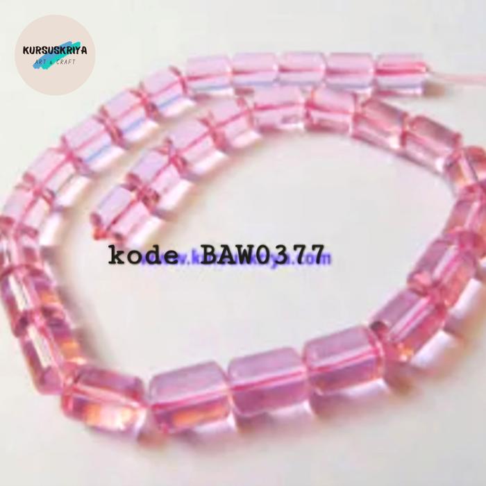 Gambar manik kaca bentuk tabung 8 X 10 mm warna light green clear Per renteng - Pink377 dari Kursuskriya undefined Tokopedia