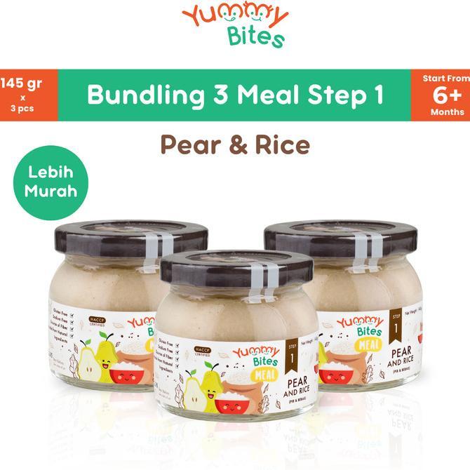 Gambar [Bundling 3] Yummy Bites Meal Step 1/ 145 Gr/ Makanan Bayi/ Mpasi Baby - Pear & Rice dari vinsonStore undefined Tokopedia