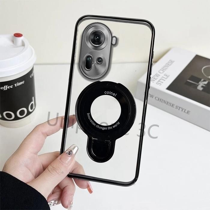 Gambar Case Oppo Reno 11 11 PRO LUXURY RING PLATING Stand Bracket Silikon Magnetic Miror Casing - Hitam, RENO 11 dari Michellistore undefined Tokopedia